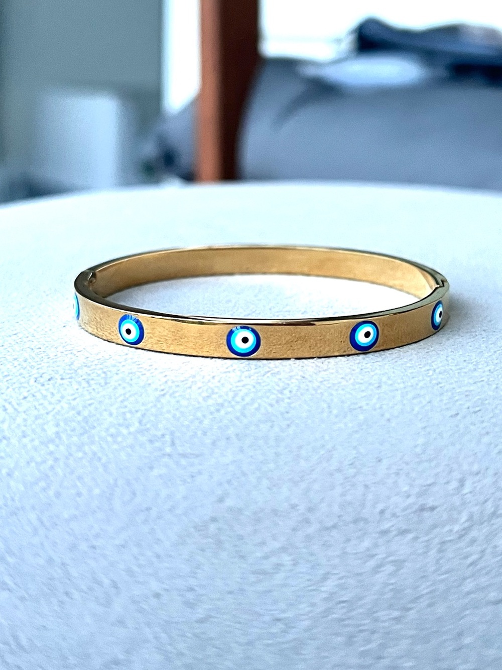 Gold Tone Evil Eye Bangle Bracelet